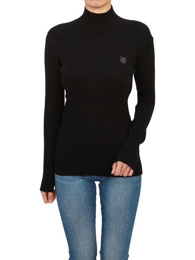 Bold Fox Head Patch Turtleneck Black - MAISON KITSUNE - BALAAN 6