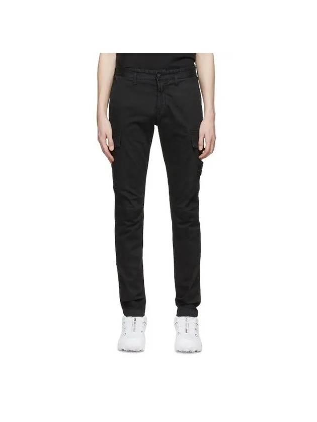 Stretch Broken Twill Garment Dyed Old Effect Cargo Straight Pants Black - STONE ISLAND - BALAAN 9