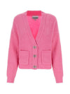 V-Neck Button Alpaca Wool Cardigan Pink - GANNI - BALAAN 1