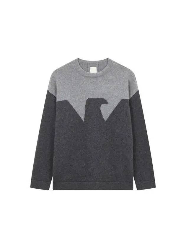 Men's Wool Blend Eagle Block Knit Gray - EMPORIO ARMANI - BALAAN 1