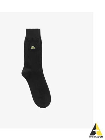 Men s Argyle Textured Gentleman Socks Black - LACOSTE - BALAAN 1