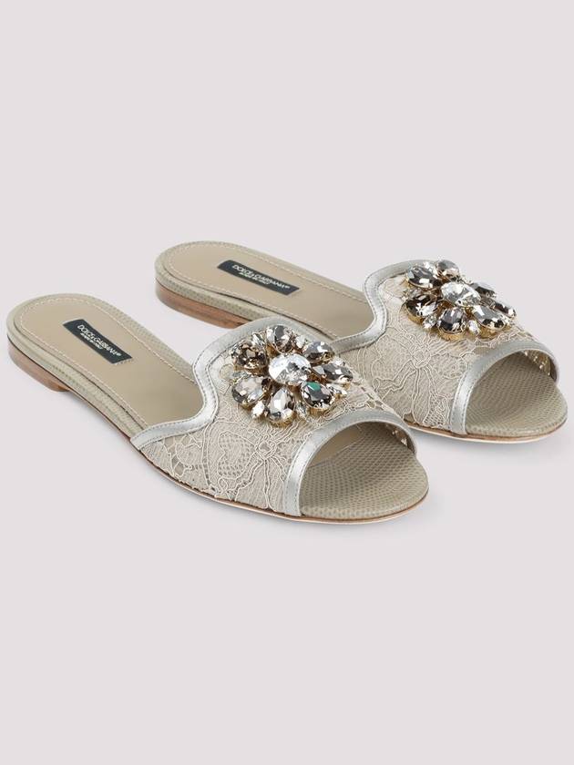 crystal flower lace sandals beige - DOLCE&GABBANA - BALAAN 4