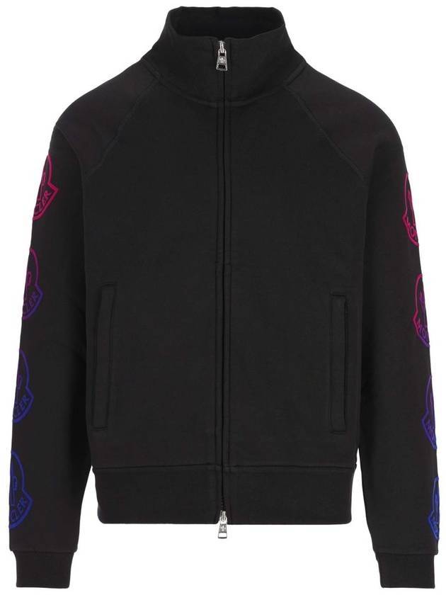 Men's Side Gradient Logo Zip-Up Jacket Black - MONCLER - BALAAN 1