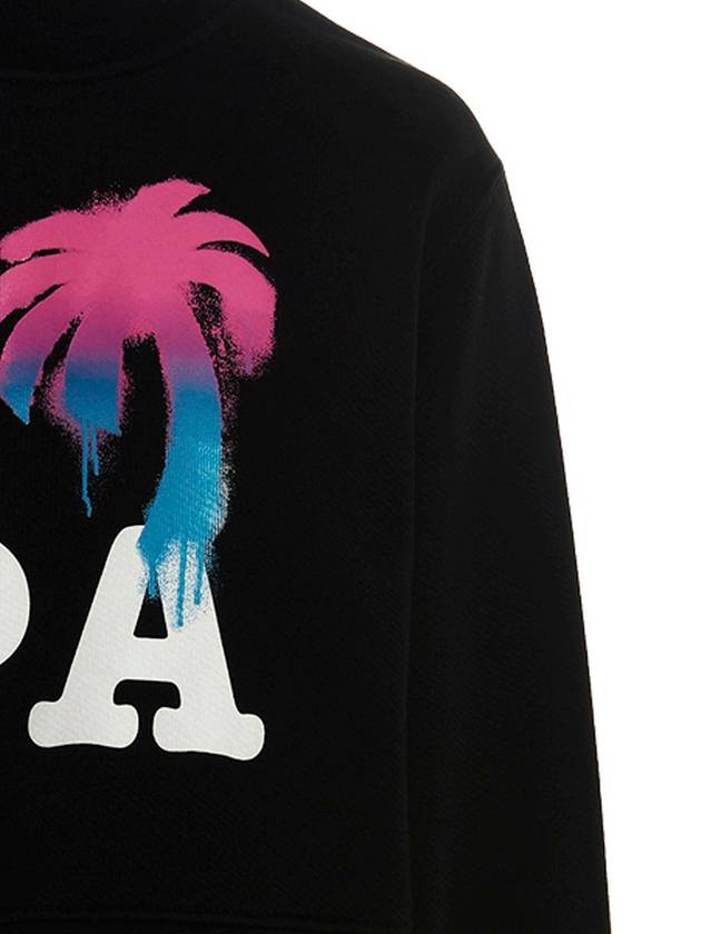 I LOVE PA Crew Neck Cotton Sweatshirt Black - PALM ANGELS - BALAAN 4