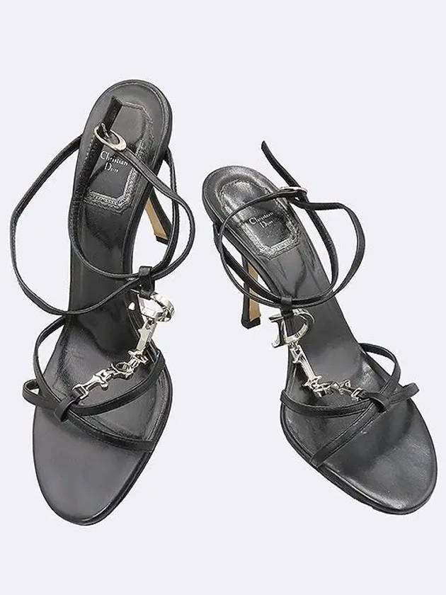 Black leather silver logo decoration women s sandals pumps shoes - DIOR - BALAAN 2