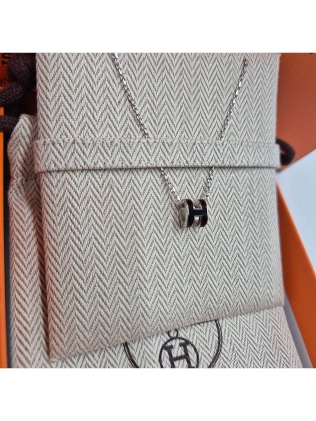 Mini Pop H Pendant Necklace Palladium Noir Silver - HERMES - BALAAN 5