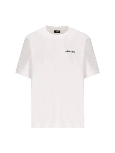 Logo Embroidery Short Sleeve T-Shirt White - FENDI - BALAAN 1