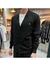 Men's Embroidered Logo Wool Cardigan Black - VIVIENNE WESTWOOD - BALAAN.