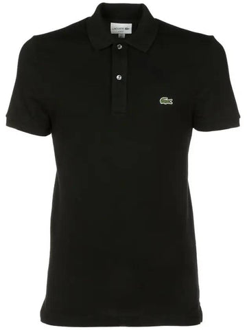 slim fit short sleeve PK shirt black - LACOSTE - BALAAN.