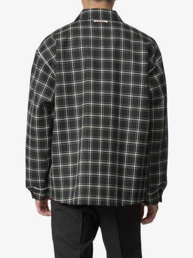 Plaid Pattern Virgin Wool Shirt Jacket Black - MARNI - BALAAN 3