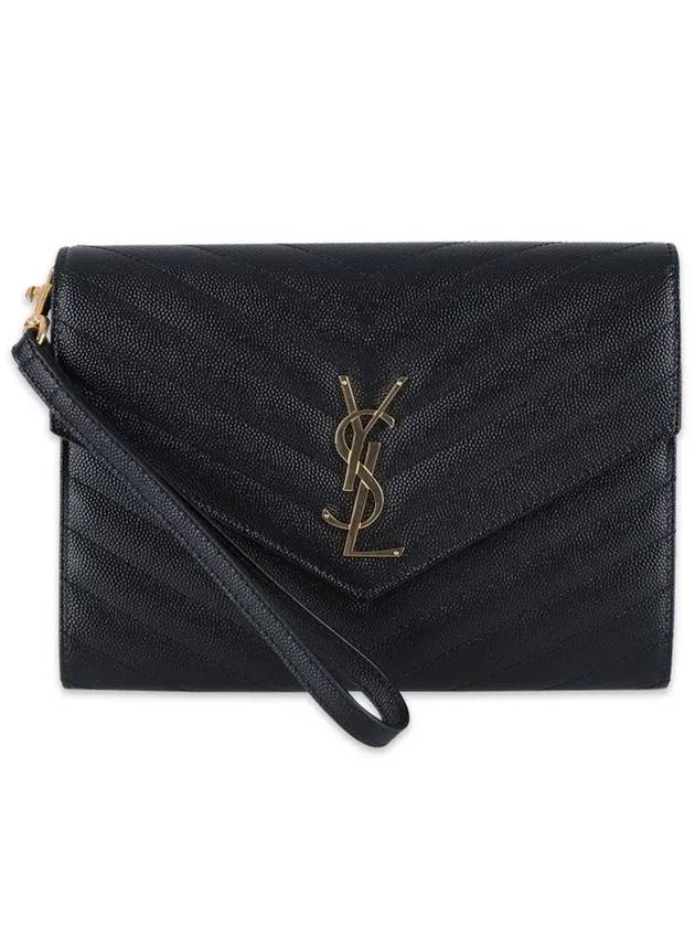 Grain De Poudre Cassandre Clutch Bag Black - SAINT LAURENT - BALAAN 3