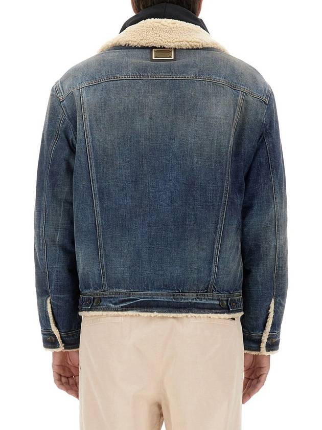 Dolce & Gabbana Blue Denim Shearling Jacket - DOLCE&GABBANA - BALAAN 6