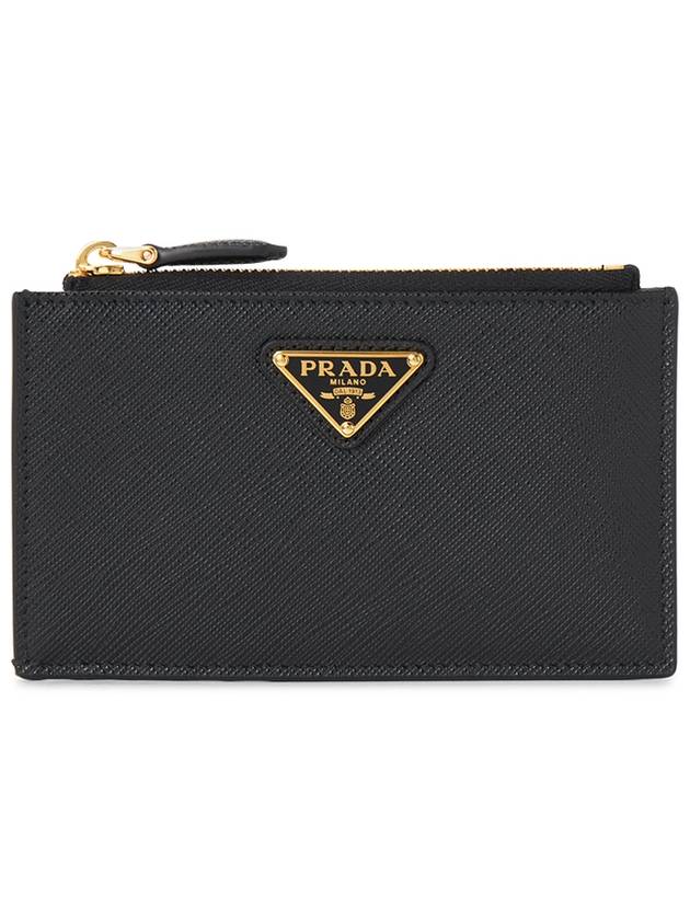 Saffiano Leather Card Wallet Black Silver - PRADA - BALAAN 2