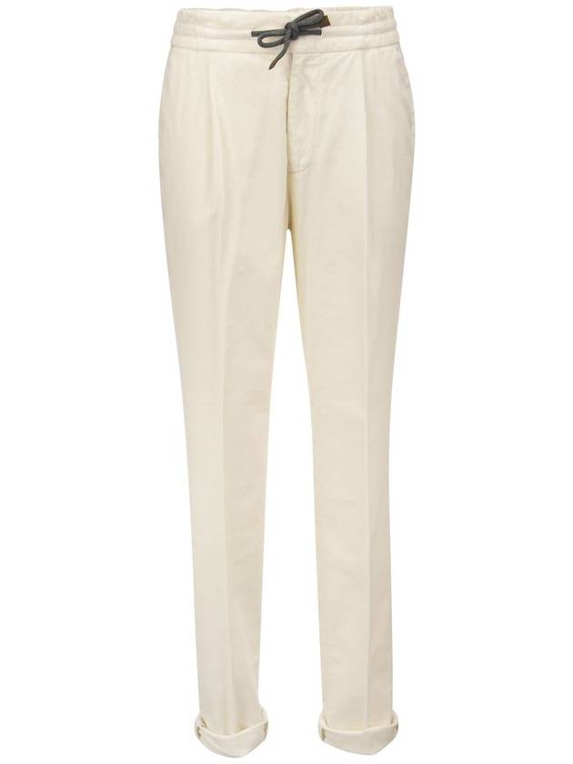 Men's Drawstring Straight Pants Ivory - BRUNELLO CUCINELLI - BALAAN 2