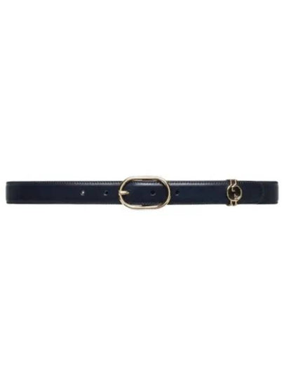 Round Interlocking G Leather Belt Navy - GUCCI - BALAAN 2