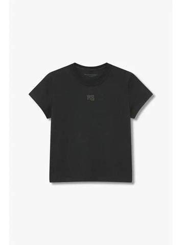 Puff Logo Crew Neck T Shirt Black - ALEXANDER WANG - BALAAN 1