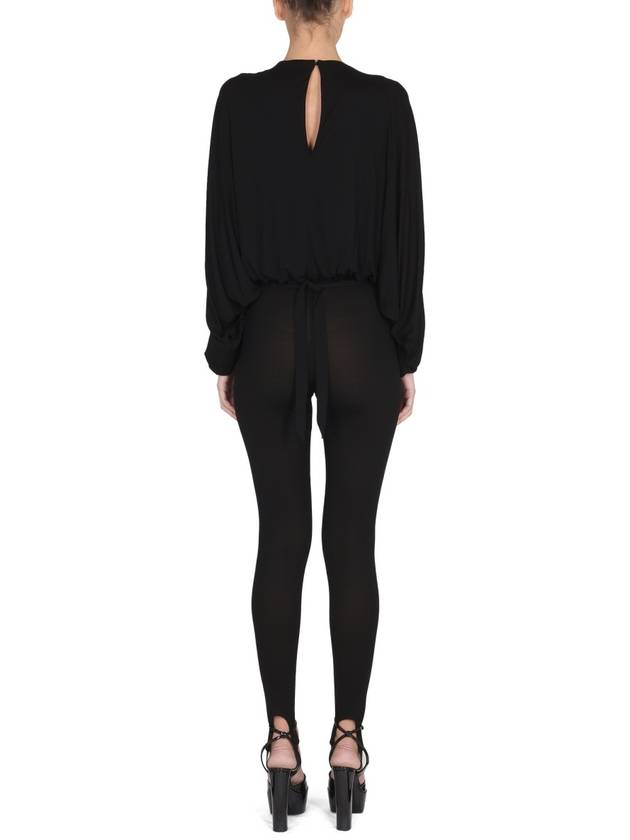 Jumpsuit WITH Open Sleeve in Crepe Jersey 710909Y5F631000 B0040192254 - SAINT LAURENT - BALAAN 4