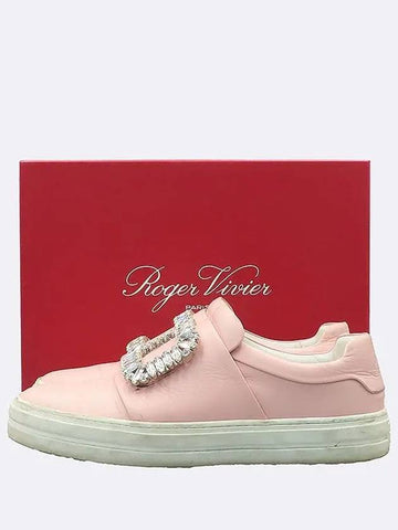 RVW40315850 Crystal embellished pink leather women s sneakers 36 - ROGER VIVIER - BALAAN 1