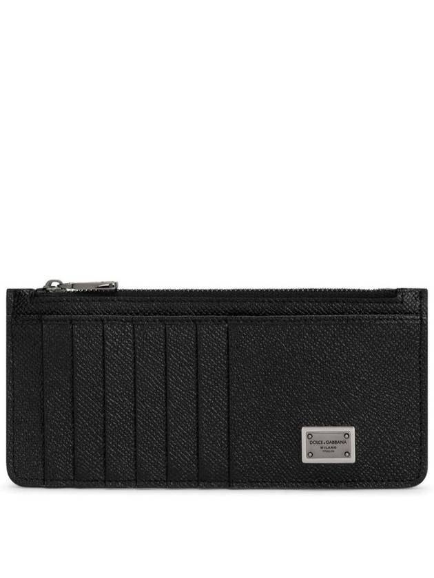 Logo Tag Calfskin Card Wallet Black - DOLCE&GABBANA - BALAAN 2