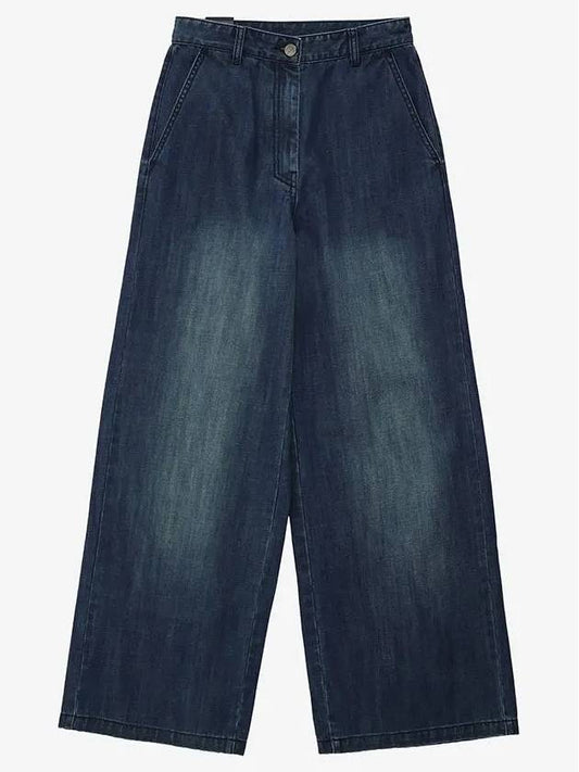 Contrast wide denim pants blue - NOIRER FOR WOMEN - BALAAN 2
