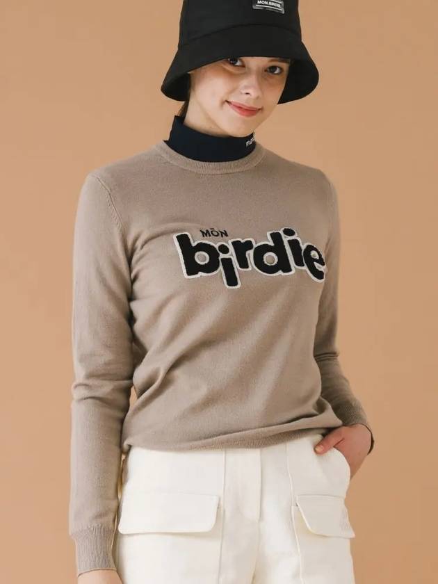 Graphic crew neck long sleeve knit BEIGE - MONBIRDIE GOLF - BALAAN 4