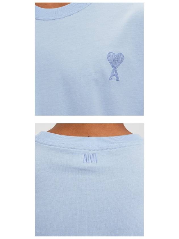 Heart Logo Cotton Jersey Short Sleeve T-Shirt Sky Blue - AMI - BALAAN 6