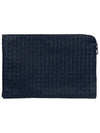 Intrecciato Weaving Zipper Medium Clutch Bag  Navy - BOTTEGA VENETA - BALAAN 2