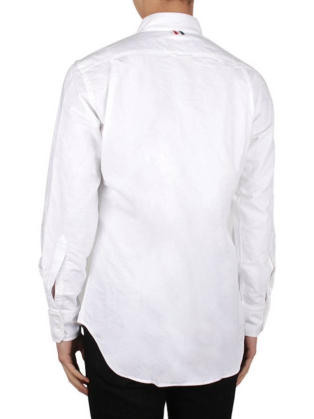 Oxford Grosgrain Placket Cotton Long Sleeve Shirt White - THOM BROWNE - BALAAN 5