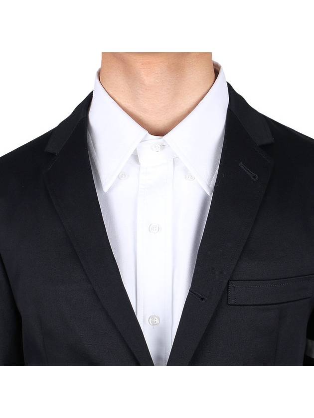 4 Bar Armband Cotton Blazer Jacket Navy - THOM BROWNE - BALAAN 7