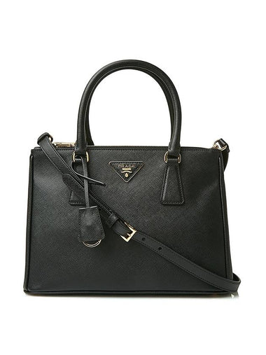 Galleria Saffiano Double Zipper Medium Tote Bag Black - PRADA - BALAAN 1