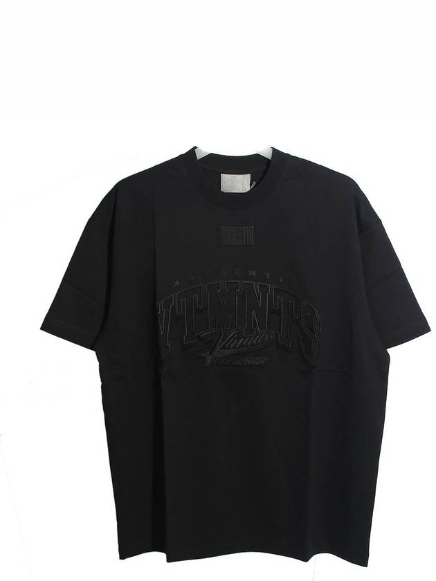 Embroidered Logo Cotton Short Sleeve T-Shirt Black - VETEMENTS - BALAAN 3