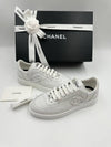 CC Logo Calfskin Low Top Sneakers White - CHANEL - BALAAN 3