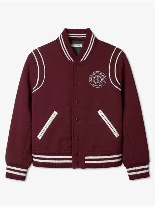 Embroidered Logo Varsity Virgin Wool Bomber Jacket Merlot - SPORTY & RICH - BALAAN 2