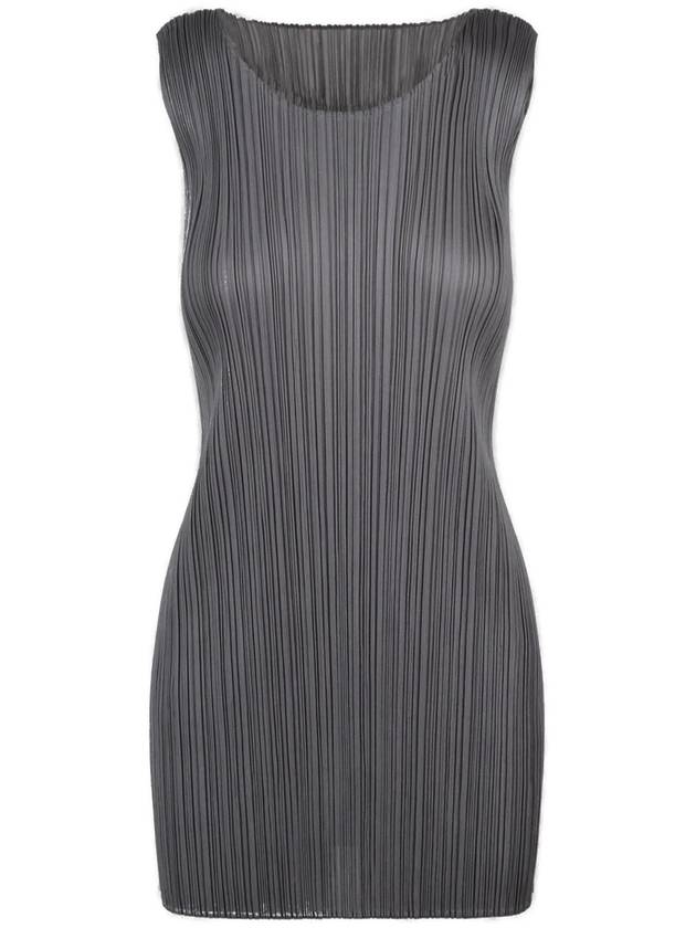 Pleated Sleeveless Short Dress Grey - ISSEY MIYAKE - BALAAN 4