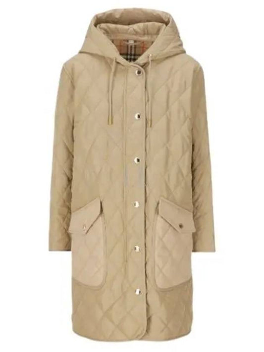 Diamond Quilted Hoodie Padding Archive Beige - BURBERRY - BALAAN 2