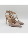 Rockstud leather sandal heel pink - VALENTINO - BALAAN.