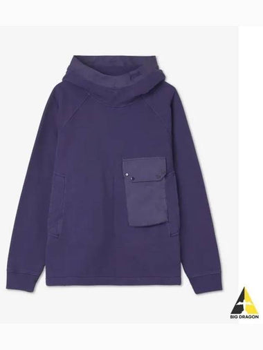 Garment dyed cotton jersey pocket hood purple blue 22CTCUF08145774FW22 - TEN C - BALAAN 1