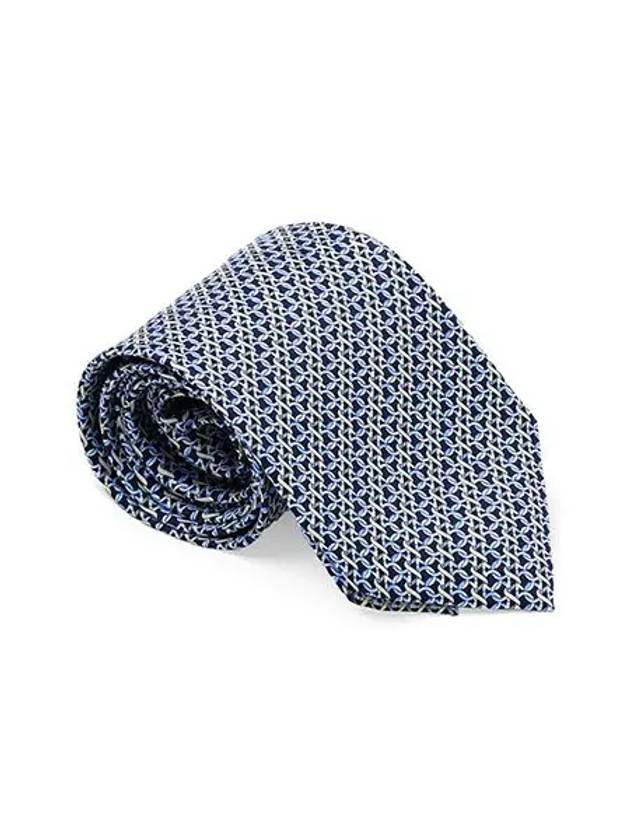 Men's Gancini Logo Silk Tie Navy - SALVATORE FERRAGAMO - BALAAN 5