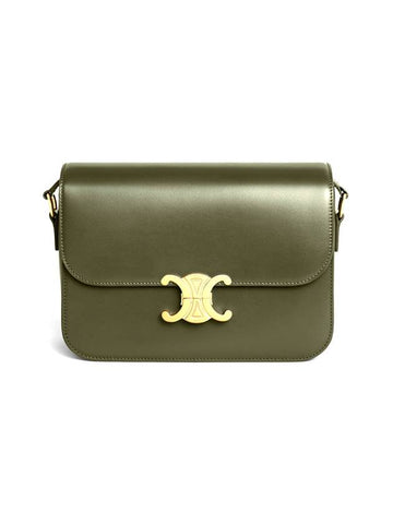 Classique Triomphe Shiny Calfskin Shoulder Bag Dark Olive - CELINE - BALAAN 1