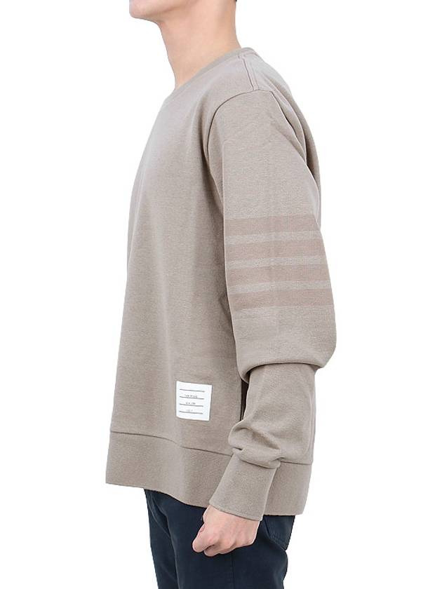 Classic Loopback Tonal 4 Bar Crewneck Knit Top Beige - THOM BROWNE - BALAAN 4