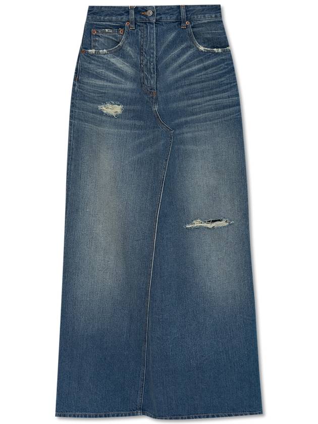 MM6 Maison Margiela Denim Skirt With Vintage Effect, Women's, Blue - MAISON MARGIELA - BALAAN 1