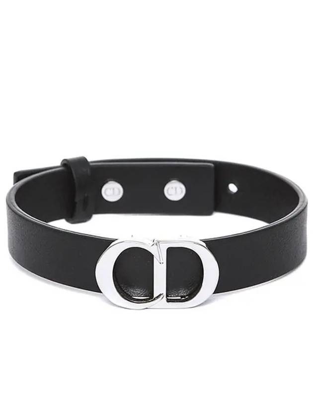 Silver CD Icon Leather Bracelet Black - DIOR - BALAAN 1