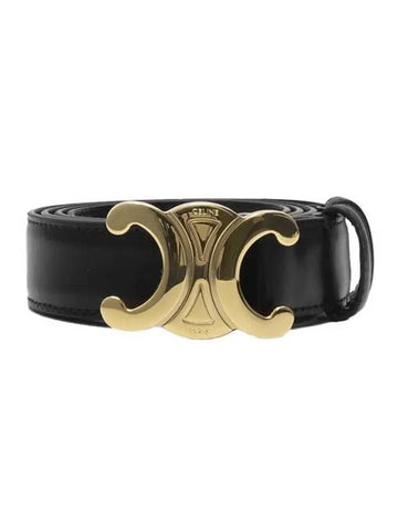 Triomphe Taurillon Medium Leather Belt Black - CELINE - BALAAN 1