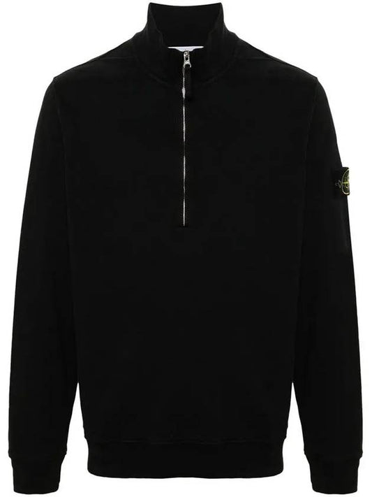 Logo Half Zipper Sweatshirt Black - STONE ISLAND - BALAAN 2