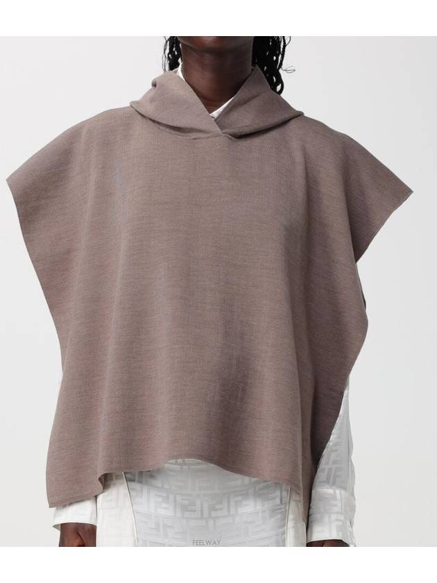 Wool Poncho Dove Grey - FENDI - BALAAN 4