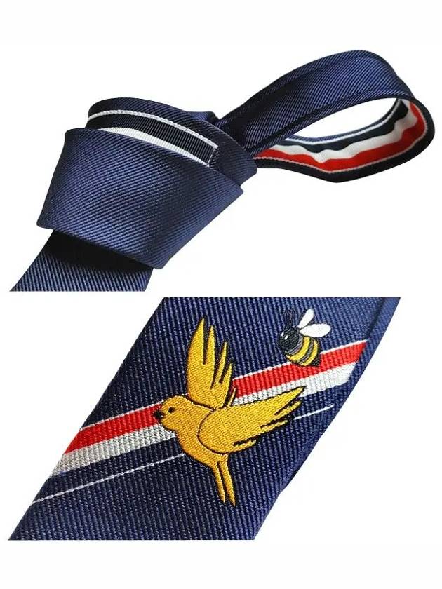 Bird Classic Silk Tie Navy - THOM BROWNE - BALAAN 3