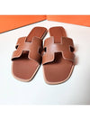 Oran Calfskin Slippers Gold Piqures Ecrues - HERMES - BALAAN 3