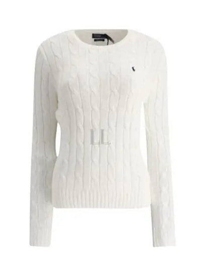 Embroidered Logo Pony Cable Knit Top White - POLO RALPH LAUREN - BALAAN 2