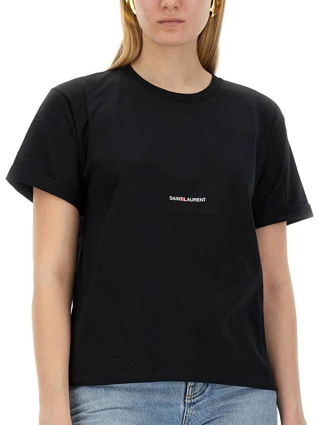 Rive Gauche Short Sleeve T-Shirt Black - SAINT LAURENT - BALAAN 5