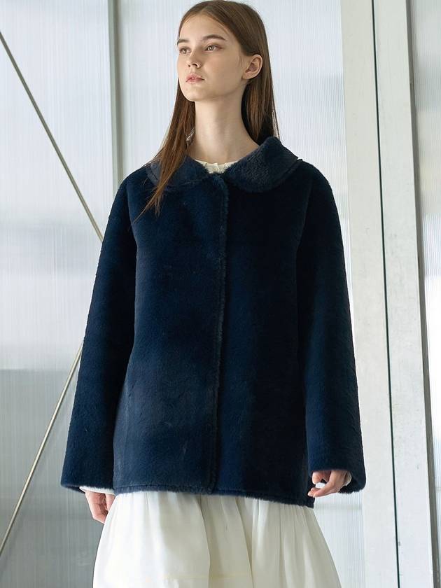 Eco Shearling Fur Coat Navy - MITTE - BALAAN 6